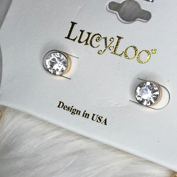 J. ELISE BOUTIQUE GOLD CRYSTAL PENDANT CHAIN LINK NECKLACE AND EARRING SET - Picture 7 of 11